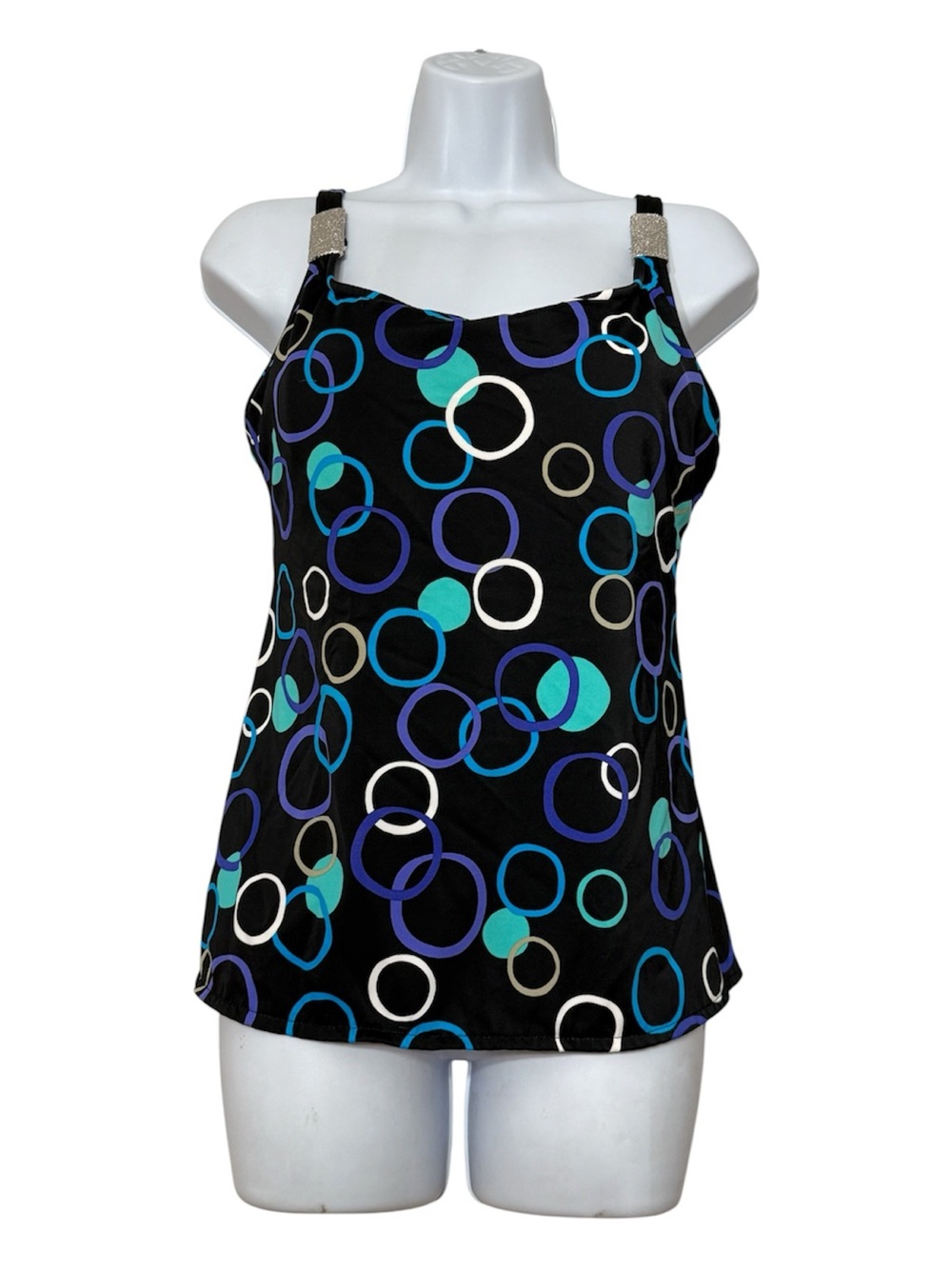 MiracleSuit Tankini Swim Geometric Circles Print Wireless Padded Beaded 
 16
